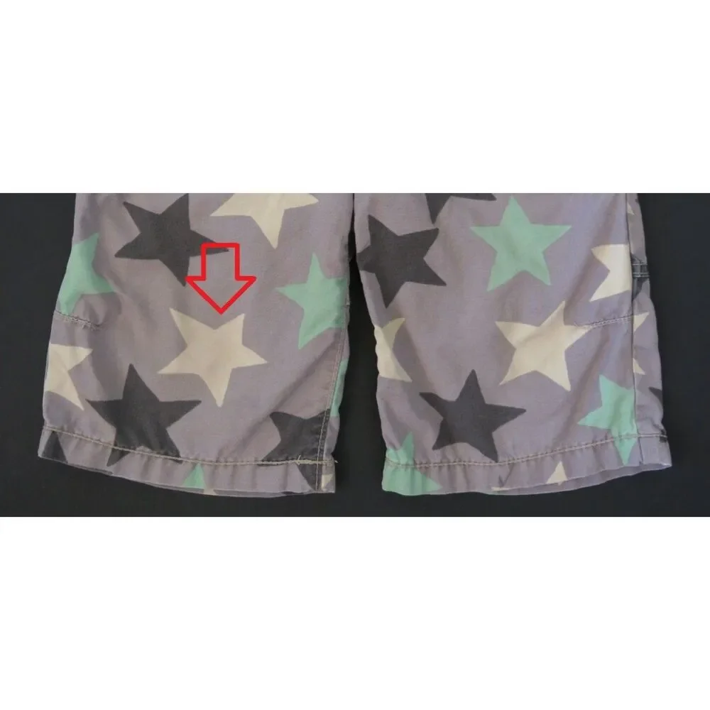 Mini Boden boys shorts 6 star print gray green black techno board pull on waist